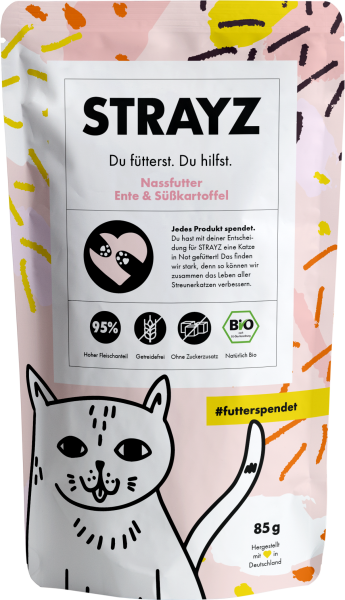 Strayz Bio-Nassfutter Ente & Süßkartoffel 85g