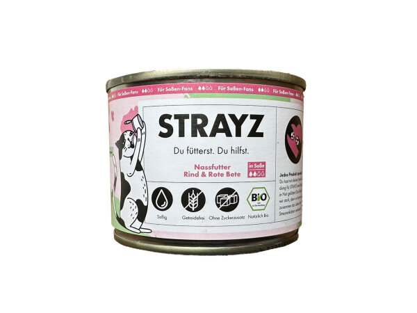 Strayz Bio-Nassfutter Rind & Rote Bete in Soße